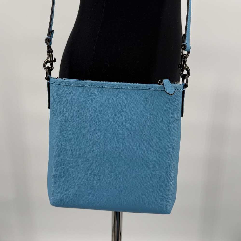 Coach Kitt Messenger Bag Blue Crossgrain Leather Women's Crossbody - Picture 8 of 11